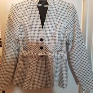 White and black checkered blazer